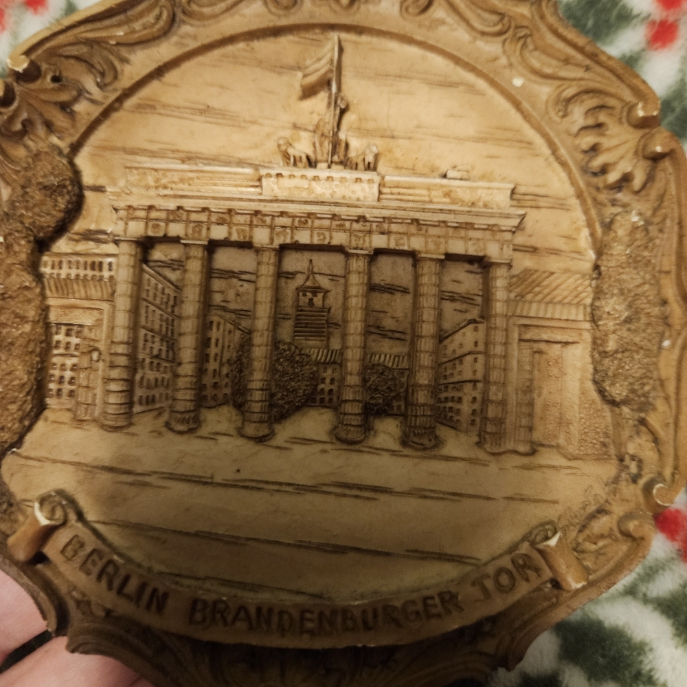 Vintage wooden resin german plate